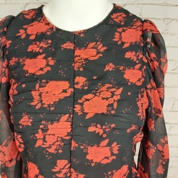 Zara floral black red blouse - Picture 3 of 8